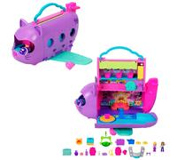 Polly Pocket Dolls and Playset, Kitty Airways Airplane, Travel Toy with 2 Micro Dolls and Pet, Spinning Stage and Accessories