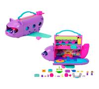 Polly Pocket Dolls and Playset, Kitty Airways Airplane, Travel Toy with 2 Micro Dolls and Pet, Spinning Stage and Accessories