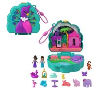 Polly Pocket Dolls and Playset Peacock Garden Compact Travel Toy with 2 Micro Dolls and Pets Animal Accessories