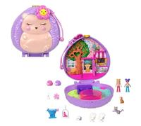 Polly Pocket Dolls and Playset, Travel Toy with Fidget Exterior, Hedgehog Coffee Shop Compact with 2 micro dolls and 10 Accessories, HRD37