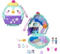 Polly Pocket Dolls and Playset, Travel Toy with Fidget Exterior, Snow Sweet Penguin Compact with 12 Accessories, HRD82