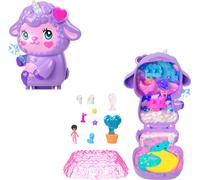 Polly Pocket Dolls & Playset, Cozy Dreamland Lamb Compact, Travel Toy with 1 Mic