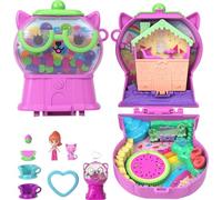 Polly Pocket Dolls and Playset, Gumball Kitty Compact, Travel Toy with 1 Micro Doll, Pet, Teacup & Seesaw Ride, Fruit Themed Accessories, JKC50