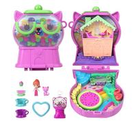 Polly Pocket Dolls and Playset, Gumball Kitty Compact, Travel Toy with 1 Micro Doll, Pet, Teacup & Seesaw Ride, Fruit Themed Accessories, JKC50