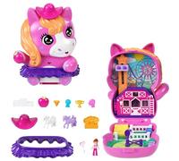 Polly Pocket Dolls and Playset Pony Rodeo Compact Travel Toy with 1 Micro Doll Pet Horses Food & Fashion Styling Accessories - Board Game