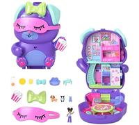 Polly Pocket Dolls and Playset, Sleepover Puppy Compact, Travel Toy with 1 Micro Doll, Pet Dogs, Food & Fashion Styling Accessories, JCR38