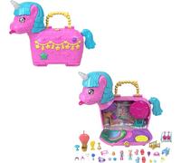 Polly Pocket Dolls & Playset with Pets & 25+ Surprise Accessories, Birthday Celebration Unicorn Partyland Playset, Hot Air Balloon Ride