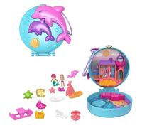 Polly Pocket Dolphin Beach Compact, Beach-Adventure Theme with Micro Polly & Mermaid Doll, 5 Reveals & 12 Accessories, Pop & Swap Feature, Great Gift for Ages 4 Years Old & Up, GTN20