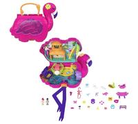 Polly Pocket Flamingo Party Large Compact, 26 Surprises (Including Margot & Friend Dolls), Pop & Swap Feature, 4 & Up