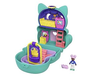 Polly Pocket GTM61 Flip & Find Cat Compact, Flip Feature Creates Dual Play Surfaces, Micro Doll, Great Gift for Ages 4 Years Old & Up, Multicolor, 19.0 cm*5.0 cm*7.7 cm
