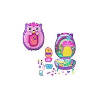 Polly Pocket 2-in-1 Travel Toy with 2 Micro Dolls and 16 Accessories, Hedgehog Purse Playset with Pet Theme, JBJ91