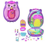 Polly Pocket 2-in-1 Travel Toy with 2 Micro Dolls and 16 Accessories, Hedgehog Purse Playset with Pet Theme, JBJ91