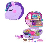 Polly Pocket Jumpin’ Style Pony Compact with Horse Show Theme, Micro Polly Doll & Friend, 2 Horse Figures, Fun Features & Surprise Reveals, Great Gift for Ages 4 & Up, GTN14