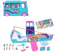 Polly Pocket Micro Dolls and Transforming Camper Van Vehicle, Accessories Include Pets and Toy Car, Pet Mobile Adventure Playset, JCC22