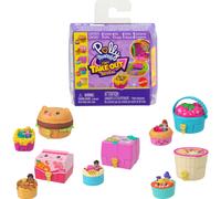 Polly Pocket Micro Dolls & Compacts with Toy Cars Food Theme Vehicle Collection Tiny Take Out Reveal Assortment with Surprises