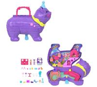 Polly Pocket Micro Dolls & Playset with 23 Surprise Accessories Including Pets, Birthday Party Celebration Kitty Playset, Ferris Wheel Ride, JFT90