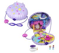 Polly Pocket Micro, Tiny Power Seashell Purse Playset, Purple Shell Purse, Mermaid Theme, 2 Polly Pocket Dolls, Toys for Ages 4 and Up, One Polly