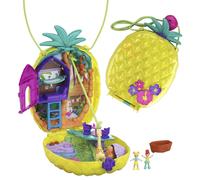 Polly Pocket Micro, Tropical Pineapple Purse, 2-in-1 Purse and Playset with Animal Safari Theme, Toy Accessories, Stickers, 2 Polly Pocket Dolls, Toys