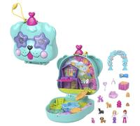 Polly Pocket Mini Toys, Doggy Birthday Bash Compact Playset with 2 Micro Dolls and 14 Accessories, Pocket World Travel Toys with Surprise Reveals, HKV30