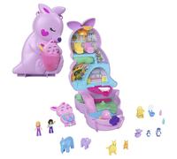 Polly Pocket Mini Toys, Mama and Joey Kangaroo Purse 2-in-1 Compact Playset with 2 Micro Dolls and Accessories, Travel Toys, HKV50