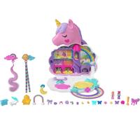 Polly Pocket Mini Toys, Rainbow Unicorn Salon Styling Head and Playset with 2 M