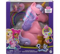 Polly Pocket Mini Toys, Rainbow Unicorn Salon Styling Head and Playset with 2 M
