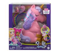 Polly Pocket Mini Toys, Rainbow Unicorn Salon Styling Head and Playset with 2 Micro Dolls, 20+ Accessories and Moving Features, HYD97