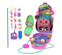 Polly Pocket 2-in-1 Momma Monkey & Baby Wearable Compact | Purse Playset, 17 Accessories Including 2 Micro Dolls & Animal Friends, Adventure Themed, Portable Travel Toy, HWP04