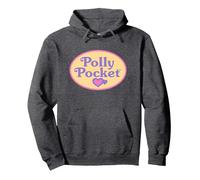 Polly Pocket Official Classic Logo Pullover Hoodie, Adult Unisex, Dark Heather Grey, Medium