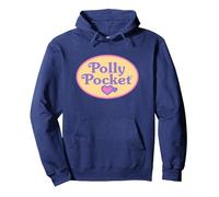 Polly Pocket Official Classic Logo Pullover Hoodie, Adult Unisex, Navy Blue, Medium