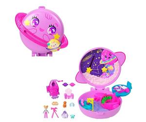 Polly Pocket Planet Polly Outer Space Compact | Portable Travel Toy, 1 Micro Doll, Pet Puppy & Themed Accessories, JCB18