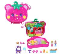 Polly Pocket Playset with 2 Micro Dolls & 12 Accessories, Straw-beary Patch Compact Travel Toy with Fidget Exterior, HRD35