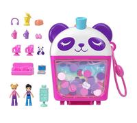 Polly Pocket Playset with 2 Micro Dolls & Food Accessories, Bubble Tea Panda Compact Animal Toy, HWN95