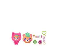 Polly Pocket Doll & Pets Playset, Plushie Bear Compact, Keychain and Plush with Fruit Theme Accessories and Charms, JKC79