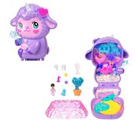 Polly Pocket Dolls & Playset, Cozy Dreamland Lamb Compact, Travel Toy with 1 Micro Doll, Pet Unicorn, Food & Fashion Styling Accessories, JCB15