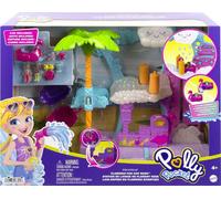 Polly Pocket Pollyville Flamingo Fun Car Wash, 2 Micro Dolls, Flamingo Car Color-Change, Water Play Accessories, Gift for Ages 4 Years Old & Up