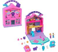 Polly Pocket Pollyville Fresh Market Dolls & Playset, Food Toy with 2 Micro Dolls, 12 Accessories Include Toy Car & Pet
