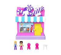 Polly Pocket Pollyville Sweet Store Dolls and Playset, Mini Toys with 2 Micro Dolls and 3 Accessories, HNB03