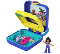 Polly Pocket™ Shani™ Tropical Beach Compact with Mobile Ice Cream Cart, Surfboard, Dolphin Figure, Photo Customization, Micro Shani™ Doll & Sticker Sheet; For Ages 4 Years Old & Up, GKJ44