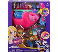 Playset and Travel Toy with 2 Micro Dolls and 12 Accessories, Animal Toy, Sloth 2-in-1 Purse Compact, HRD40