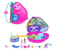 Playset and Travel Toy with 2 Micro Dolls and 12 Accessories, Animal Toy, Sloth 2-in-1 Purse Compact, HRD40
