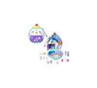 Polly Pocket Snow Sweet Penguin Compact with 13 Accessories & Fidget Exterior - Travel Toy, Includes 2 Micro Dolls (HRD34)