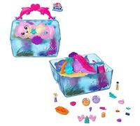 Polly Pocket Sparkle Cove Adventure Playset & 2 Micro Dolls, Island Treasure Chest Carry Case, 4 Animals & Accessories, HPV40