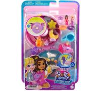 Polly Pocket Dolls and Playset, 12 Accessories, Unicorn Floatie Compact with Water Play and 2 Color-Change Pieces, HKV34