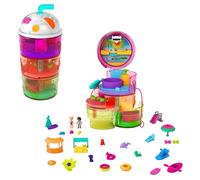 Polly Pocket Spin ‘n Surprise Compact Playset, Tropical Smoothie Shape, Waterpark Theme, 3 Floors, 25 Surprise Accessories Including Polly & Shani Dolls, Great Gift for Ages 4 Years Old & Up, HFP99