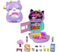 Polly Pocket Sushi Shop Cat Compact, Japanese Sushi-Themed Playset with 2 Micro Dolls & 12 Accessories, Toy Gift for Ages 4 Years Old & Up, HCG21