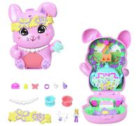 Polly Pocket Dolls and Playset, Tea Party Bunny Compact, Travel Toy with 1 Micro Doll, Pet Bunnies, Food & Fashion Styling Accessories, JCR40