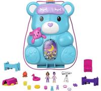 Polly Pocket Teddy Bear Purse Compact, Sleepover Theme with 2 Micro Dolls & 16 Accessories, Pop & Swap Peg Feature, Great Gift for Ages 4 Years Old & Up, HGC39