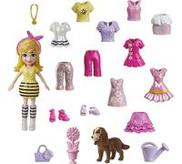 Polly Pocket Travel Toy with 3-inch Doll & 18 Accessories, Puppy & Flower-Themed Fashion Pack