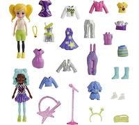 Polly Pocket Travel Toy with Two (3-inch) Dolls & 25 Accessories, Outer Space Fashion Pack with 2 Glow-in-The-Dark Pieces